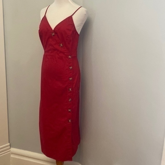 Express Red Button Dress - Picture 2 of 5